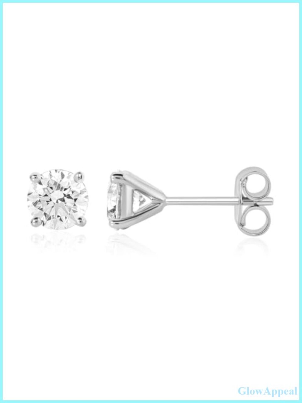 14KT White Gold Lab Grown Diamond Solitaire Stud Earrings
